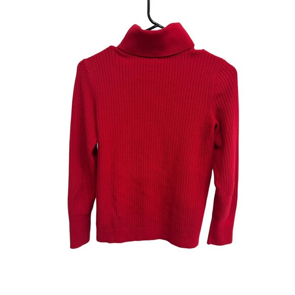 Talbots Red Ribbed Turtleneck Pullover Sweater Sz Small Cozy Knitwear Staple - Picture 2 of 11